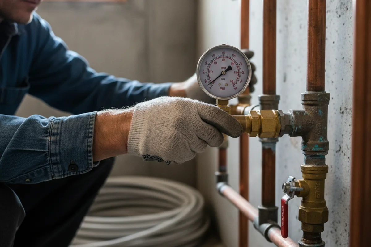 Pressure testing a repaired line during Water Line Repair in Welaka